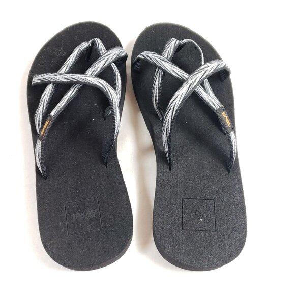 Teva Flip Flops Black & Grey Strappy Sandals Women's Size 8 - Picture 7 of 9